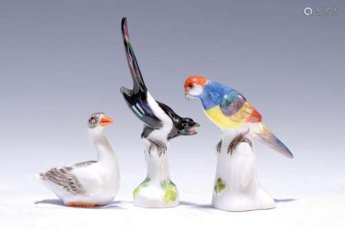 3 porcelain figures, Meissen, 2nd half of the 20th