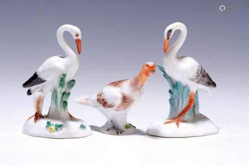 3 porcelain figures, Meissen, 2nd half of the 20th