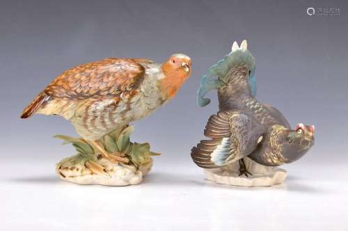 2 figurines, Ens Volkstedt, 20th c., capercaillie