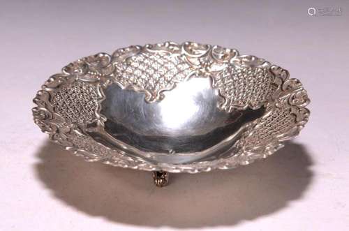 Silver foot bowl, baroque style, 900 silver, three legs