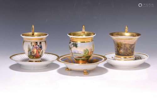 3 view cups, France and Germany, around 1860/70