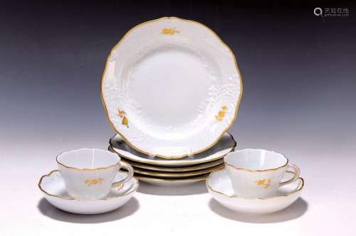 Five coffee settings, Meissen, 2nd half of the20th