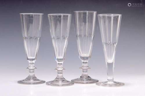 10 champagne glasses, German, around 1860, beveling