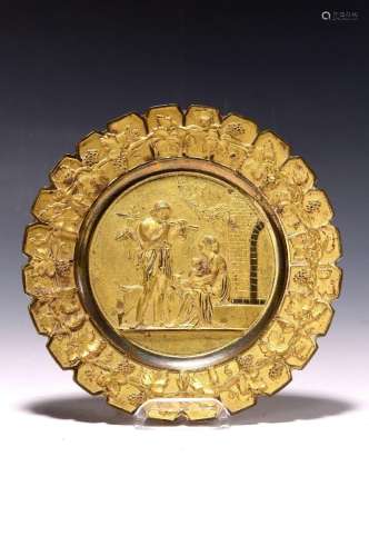 Seasonal plate, mid-19th century, bronze, gilded
