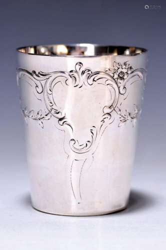 Silver beaker, France, hallmarked, silver tested, with