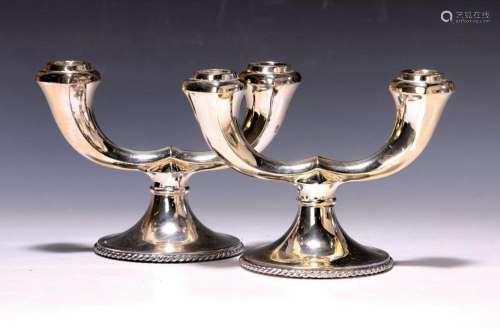 Pair of candlesticks, mid 20th century, sterling