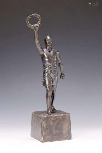 Sculpture of a victorious runner, German, 1930s, metal
