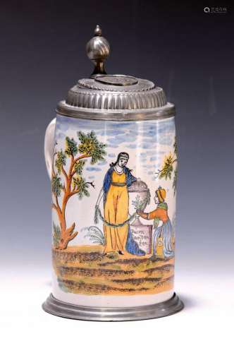 Roller mug, South German, around 1800, faience
