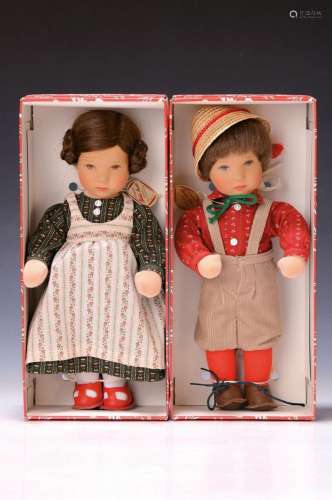 Two Käthe Kruse dolls, 1970s, Bastel 25 H and Finni 25 H