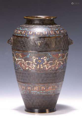 Vase, China, around 1870, bronze, richly colored