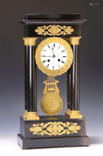 Portal clock, France around 1870, ebonized wooden case