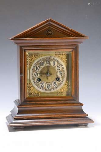 table clock, Junghans around 1900, profiled wood housing