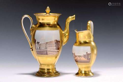 Coffee pot and milk jug, German, around 1840/50
