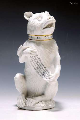 Lidded vessel in the form of a seated bear, Meissen