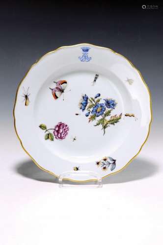 Plate, Meissen, 19th century, porcelain, fine flower