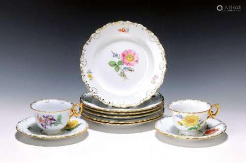 6 cake plates, Meissen, around 1924-33, porcelain