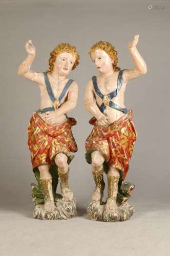 A pair of large angels, late 18th/early 19th century