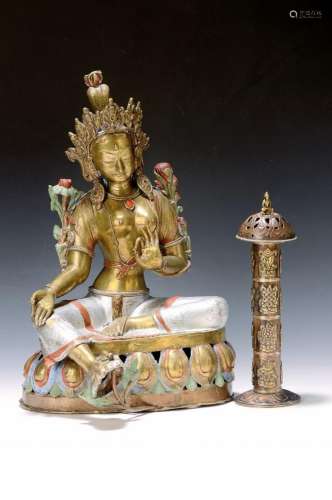 Green Tara or Shyama Tara, Tibet, around 1900,bronze, sec