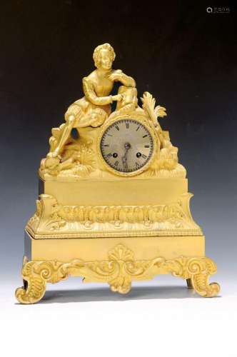 Table clock, France, around 1840, decorated and gilded