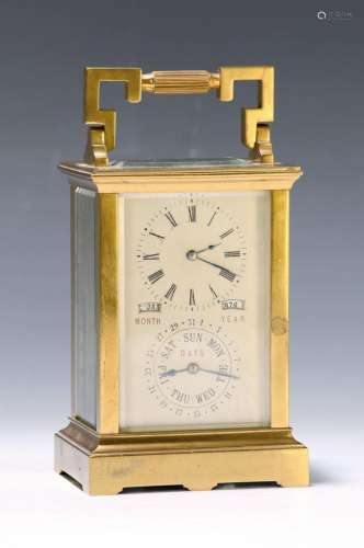 traveling clock with calendar, France around 1900, for