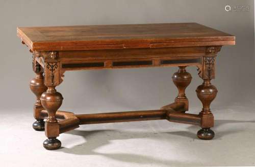 Large table, historicism, around 1890, solid oak