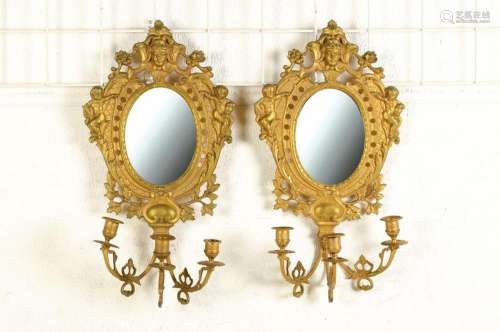 Two mirror candlesticks, France, around 1890, brass, each