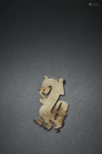 A JADE PENDANT OF A TIGER AND A MAN, POSSIBLY SHANG DYNASTY ...