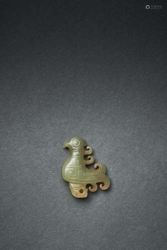 A CELADON JADE CARVING OF A BIRD PENDANT, WESTERN ZHOU (1047...