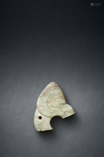 A LAREGE JADE CARVING OF A ‘PIG DRAGON’ FRAGMENT, HONGSHAN C...