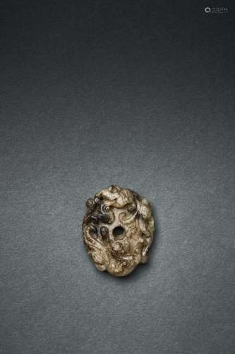 A JADE 'CHILONG' PLECTRUM-SHAPED PENDANT, YUAN/MING ...