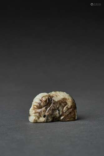 A PALE WHITE JADE MYTHICAL BEAST XIEZHI, MING DYNASTY (1368-...