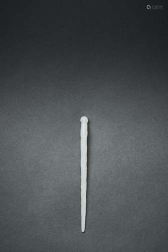 A WHITE JADE HAIRPIN WITH ZIGANG MARK , QING DYNASTY, 18TH C...