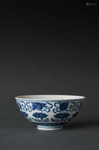 A BLUE AND WHITE BOWL, GUANGXU UNDERGLAZE BLUE SIX-CHARACTER...