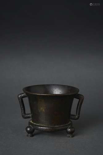 A BRONZE TRIPOD CENSER MING DYNASTY, 17TH CENTURY