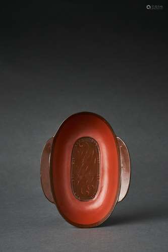 A RARE AND FINE CHINESE INCISED RED AND BROWN LACQUER 'E...