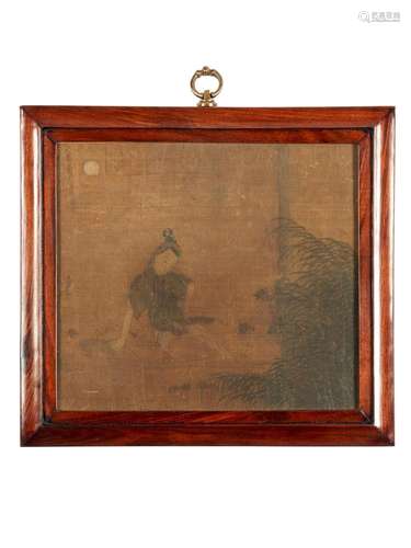 A FRAMED PAITNING OF A LADY, MING DYNASTY (1368-1644) OR EAR...