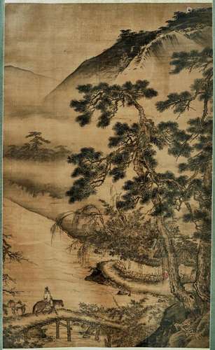 A LARGE FRAMED CHINESE INK LANDSCAPE PAINTING, MING DYNASTY,...