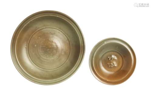 TWO LONGQUAN DISHES, SOUTHERN SONG-YUAN DYNASTY, 13TH-14TH C...