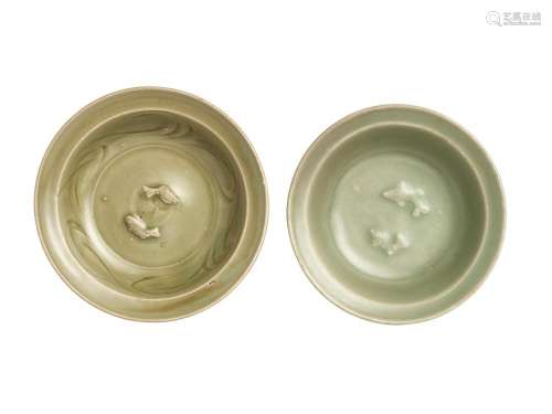 TWO LONGQUAN CELADON DOUBLE FISH WASHERS, SOUTHERN SONG DYNA...