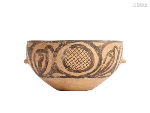 A PAINTED POTTERY HANDLED BOWL, NEOLITHIC PEIROD, MAJIAYAO C...