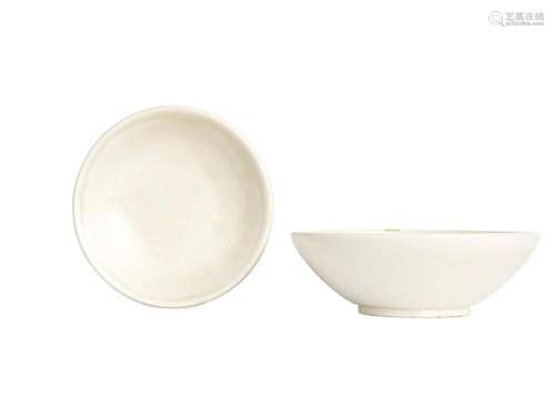 TWO WHITE GLAZED DING BOWLS, LATE TANG-FIVE DYNASTIES, 10TH ...