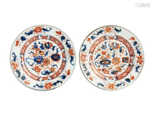 TWO CHINESE IMARI DISHES, QING DYNASTY, KANGXI PERIOD (1368-...