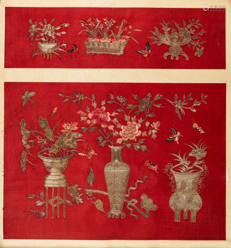 A SILVER THREAD HANGING SCROLL, QING DYNASTY (1644-1912)