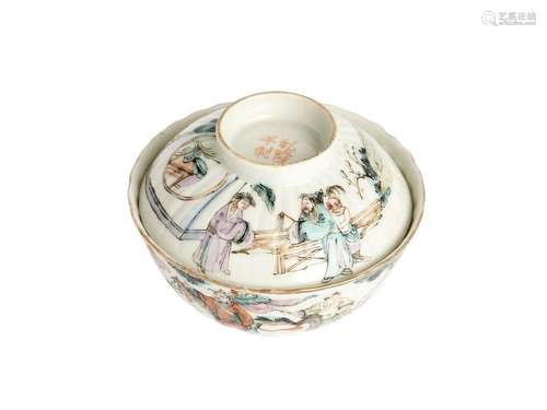 A FAMILLE-ROSE BOWL AND COVER, QIANLONG MARK, DAOGUANG PERIO...