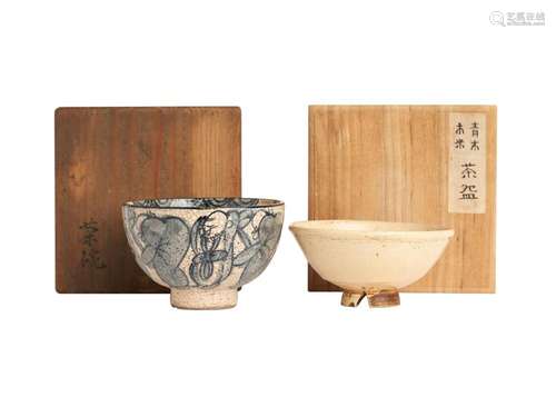 TWO JAPANESE STONEWARE TEA BOWLS, 17TH-19TH CENTURY