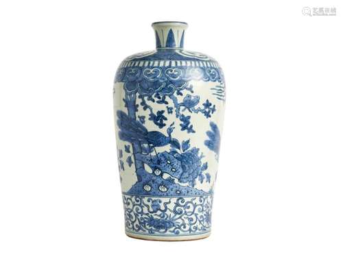 A BLUE AND WHITE MEIPING VASE, MING STYLE, POSSIBLY 20TH CEN...