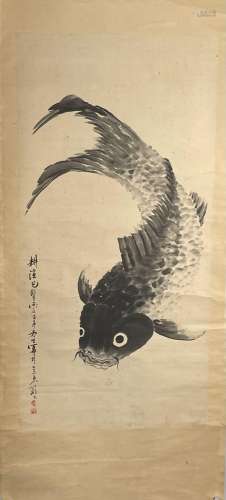 Ancient China scroll painting "carp"