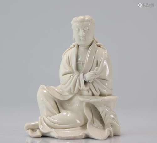 Statue of Guanyin - Blanc de chine 17th rare male face