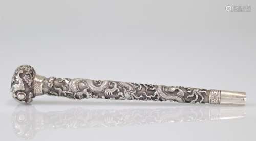 Chinese silver pommel circa 1900 decorated with dragons