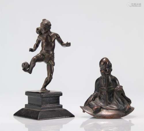 Asia set of 2 bronzes with dark patinas